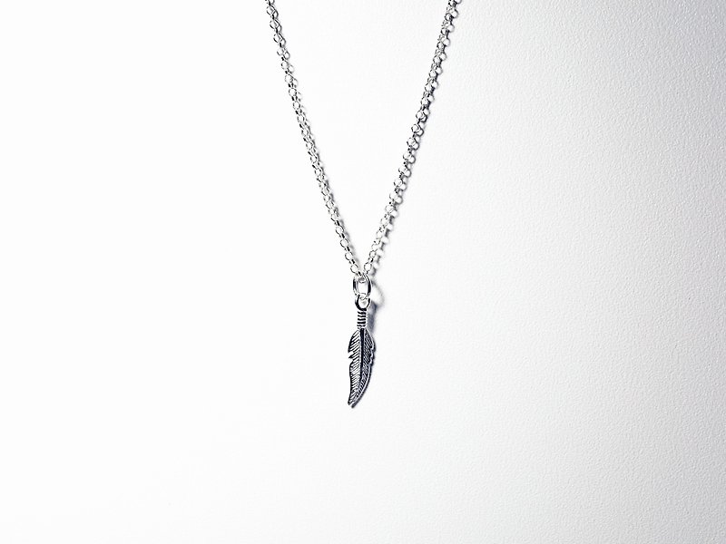 Silver925 Necklace , Feather - Necklaces - Sterling Silver Gray