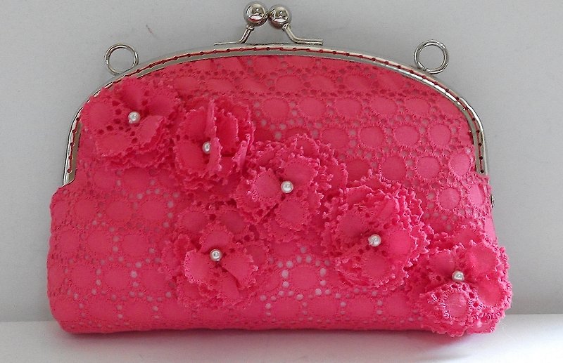 pinpincandy peach-colored princess air outlet gold bag universal bag can shoulder slanting shoulder - Messenger Bags & Sling Bags - Other Materials Pink