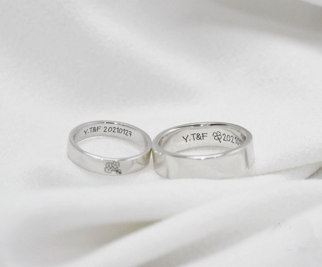 Customize】Square engravable couple rings (custom-made couple