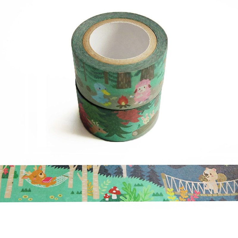 Washi Tape: Vacation Fun Series Simo Town Forest Adventure - Washi Tape - Paper Green
