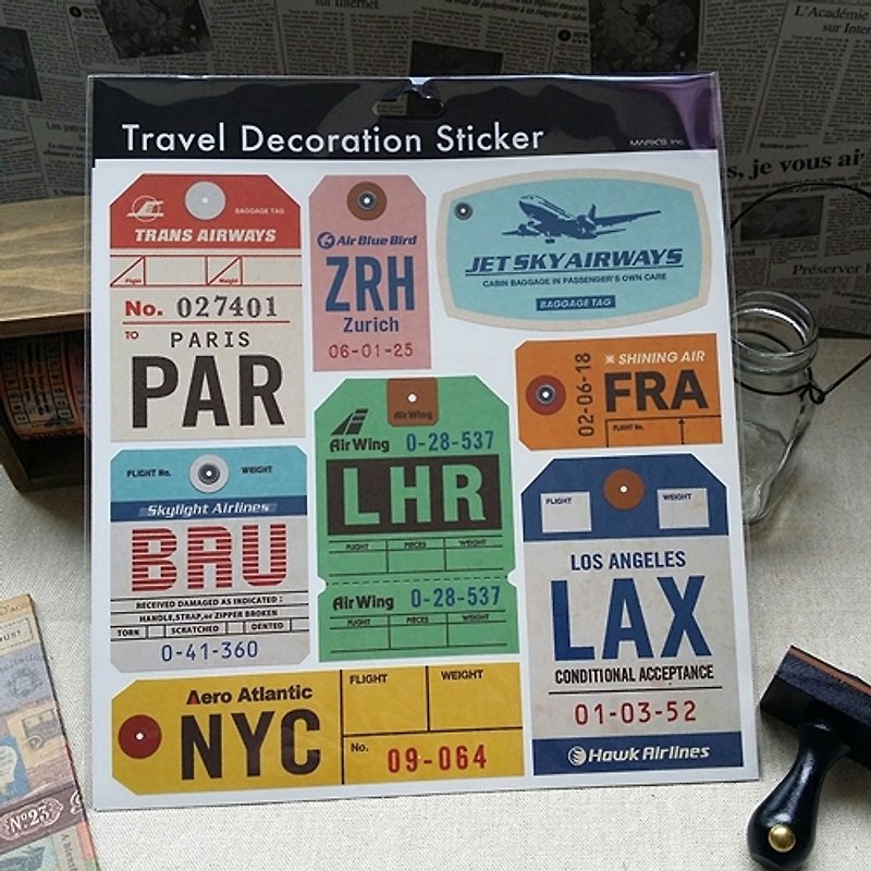 日本 Marks 旅行裝飾貼紙【標籤掛牌 (STK-TD1-C)】行李箱裝飾 - 貼紙 - 其他材質 多色