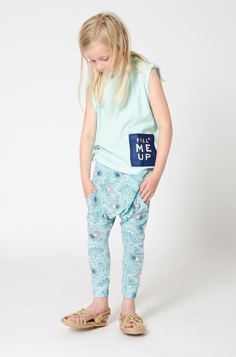 [Nordic children's clothing] Sweden organic cotton breathable children's clothing pants pants 6M to 6 years old sky blue - กางเกง - ผ้าฝ้าย/ผ้าลินิน สีน้ำเงิน