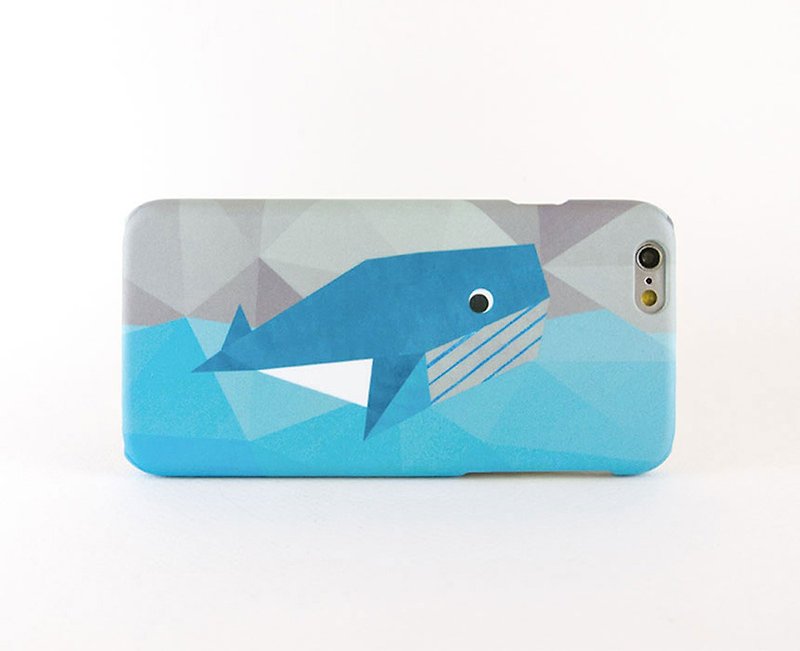 Geometric Whale iPhone case 手機殼 เคสมือถือ 男朋友禮物 - Phone Cases - Plastic Blue