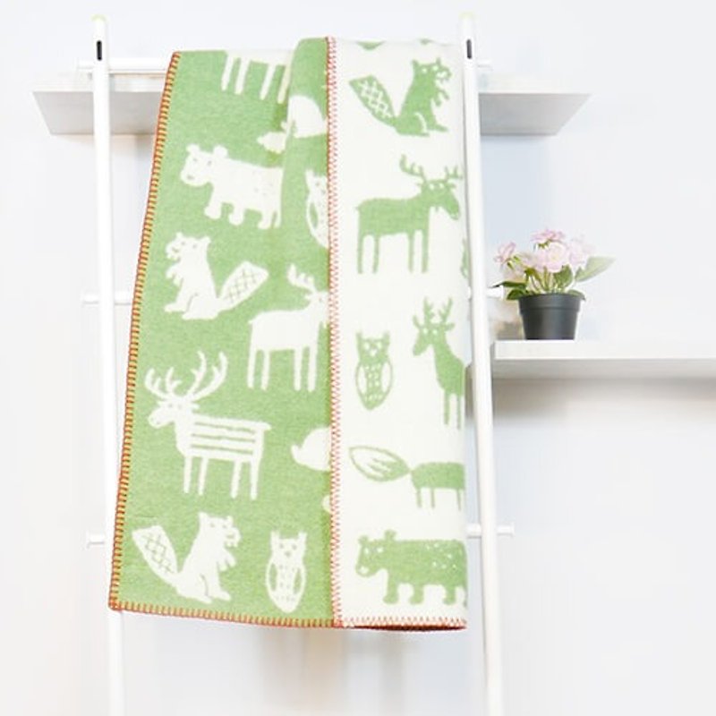 Warm Blanket Sweden Klippan Organic Wool Warm Warm Blanket--Summer (green) - ผ้าห่ม - ขนแกะ สีเขียว