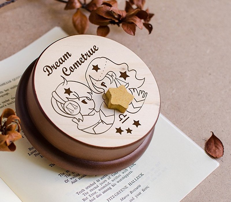 【Birthday Gifts, Memorial Gifts, Christmas Gifts】 Twelve Constellation Libra ┇ Music Box - Other - Wood Brown