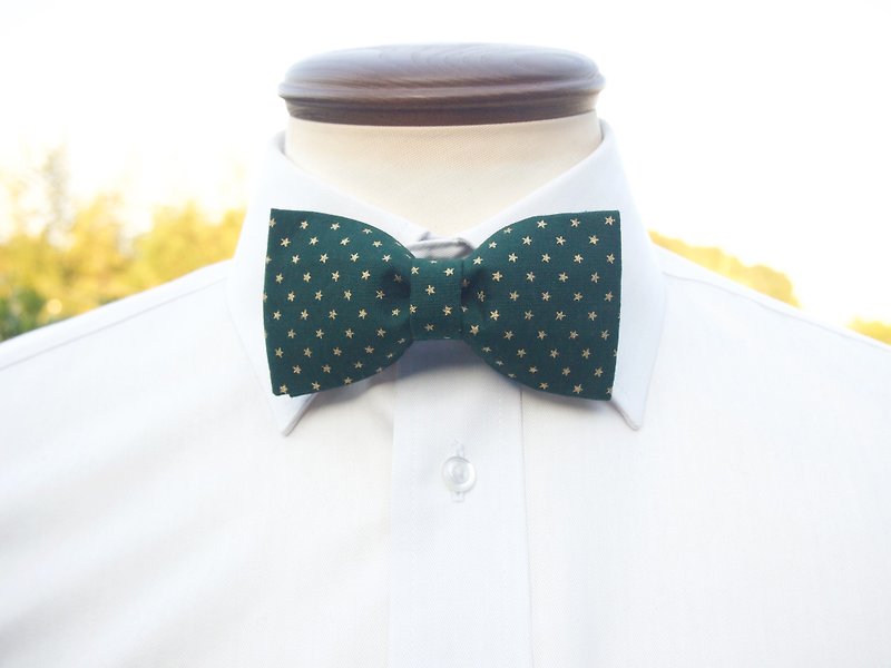 Starry bow tie TATAN Christmas Eve (green) - เนคไท/ที่หนีบเนคไท - วัสดุอื่นๆ สีเขียว