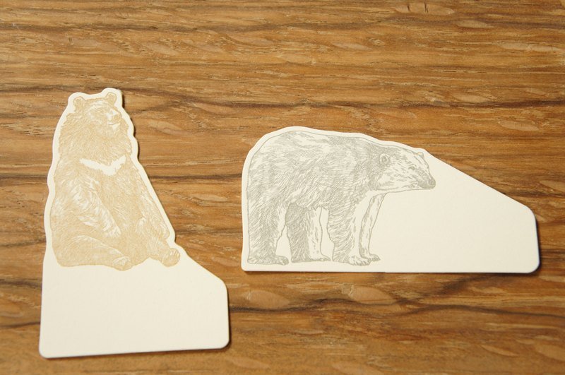 MINI CARD 動物款-白領黑熊/北極熊 ----------(最後各1枚) - 卡片/明信片 - 紙 白色