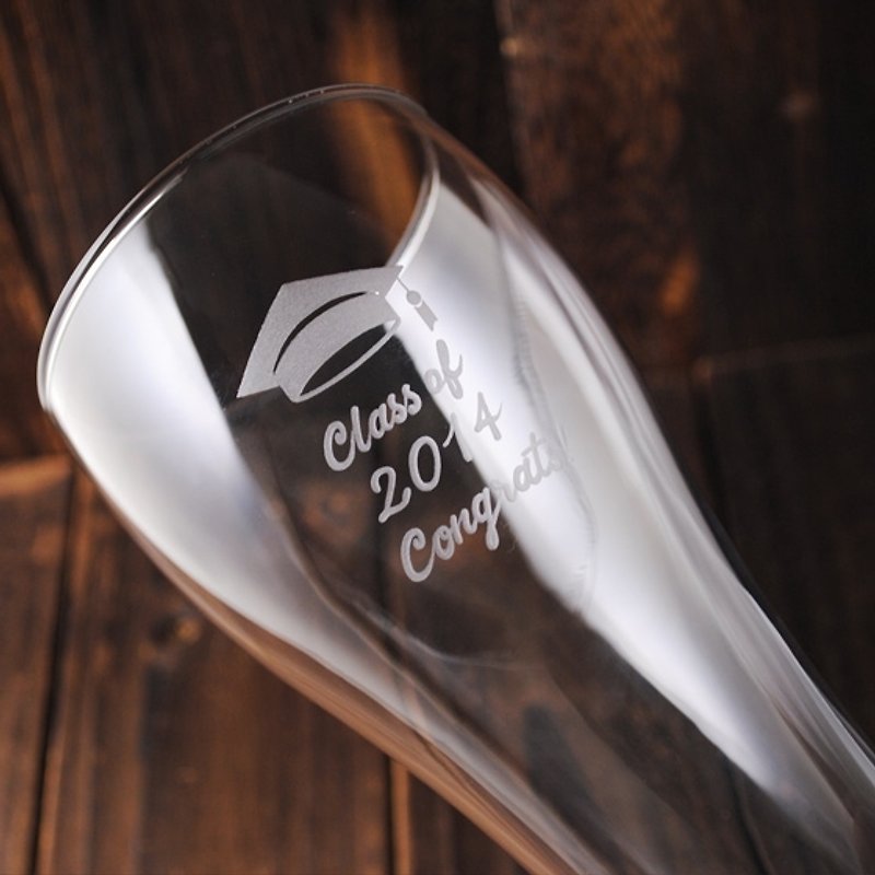 545cc【卒業式ビアグラス】卒業式バチェラーキャップ記念ビアグラス - グラス・コップ - ガラス ブラウン