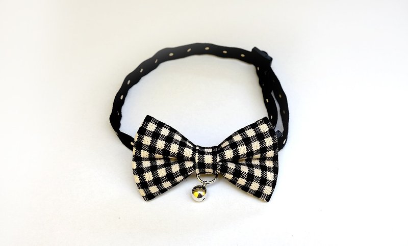 [Miya ko.] Handmade cloth grocery cats and dogs tie / tweeted / bow / handsome plaid / retro / pet collars - Collars & Leashes - Other Materials 