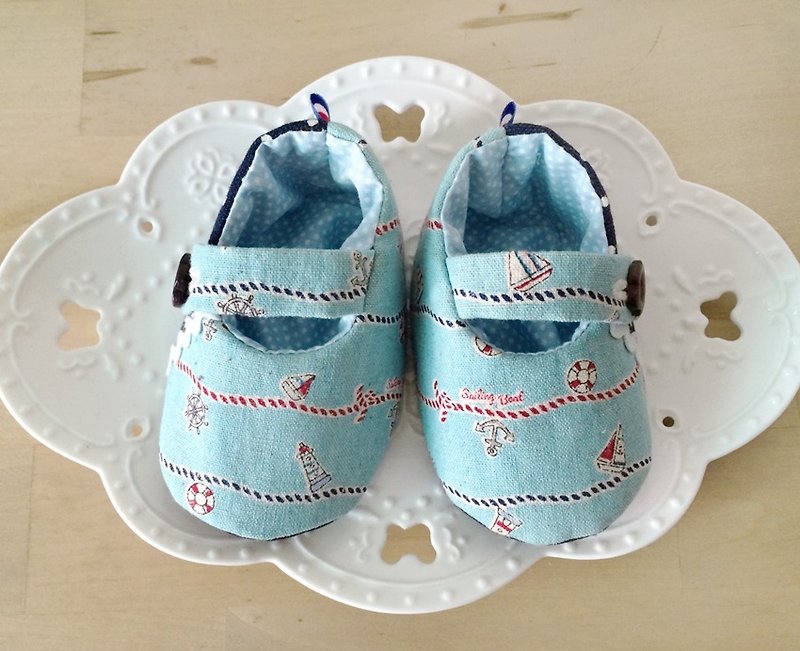 Ocean winds little sailor baby shoes - รองเท้าเด็ก - ผ้าฝ้าย/ผ้าลินิน สีน้ำเงิน