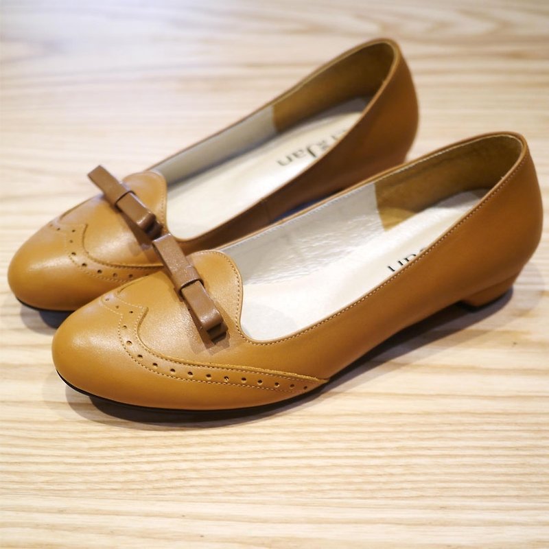 [English] carved dress Carrefour low-heeled shoes _ cocoa camel (Jinyu 23) - Women's Oxford Shoes - Genuine Leather Khaki