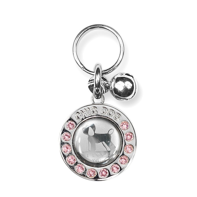 [Stainless Steel double circle] Laser engraving and drilling dog name tag - ปลอกคอ - โลหะ สึชมพู