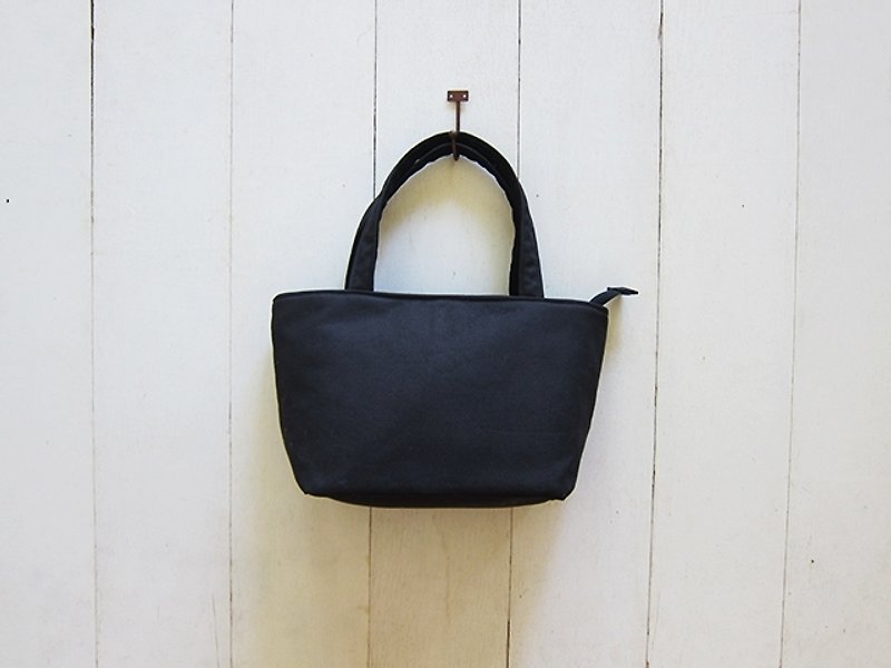 Dachshund Dog Zip Opening Canvas Tote Bag - Small (Black + Black) - กระเป๋าถือ - วัสดุอื่นๆ หลากหลายสี