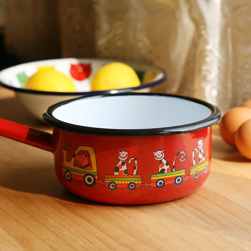 Smaltum Prague enamel piece hand pot _ Wang meow friend _ eggplant red <FDN000234> - Cookware - Enamel Red