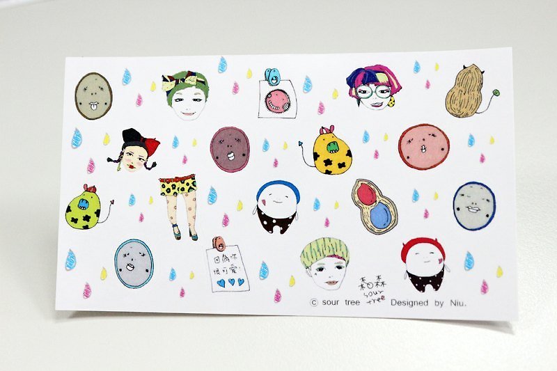 Ah Whoops Small World Small head - mini illustration sticker set / subsection 2 (glossy) - Stickers - Paper Multicolor