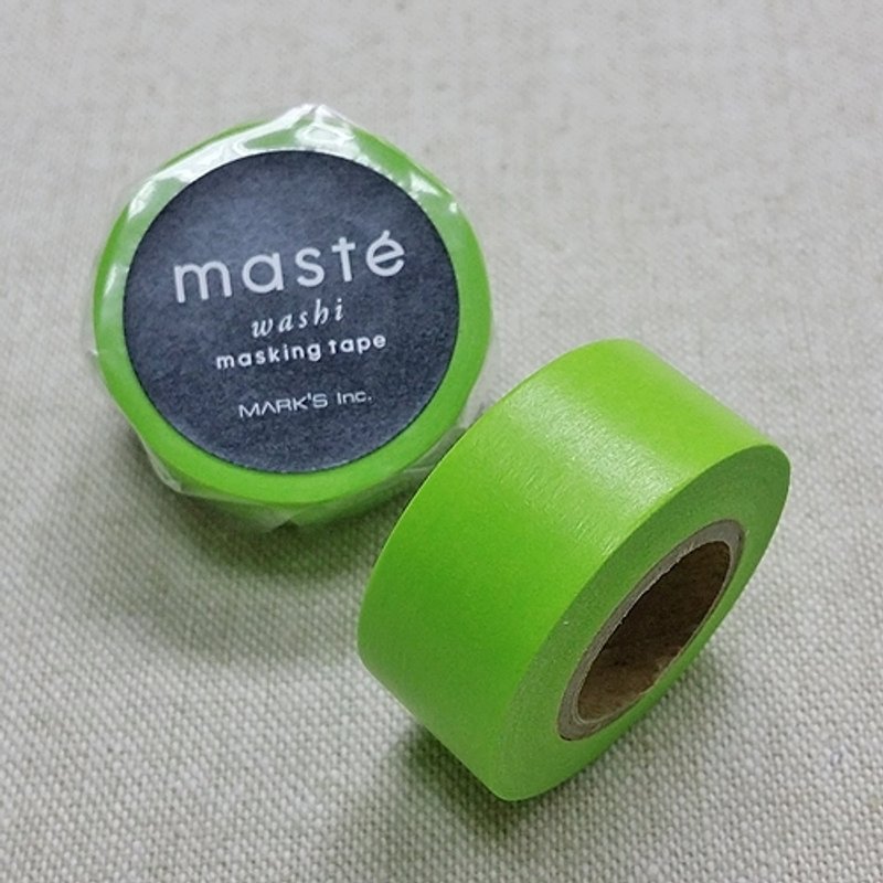 日本 maste 和紙膠帶 Basic 限定系列【素色/萊姆綠 (MST-MKT44-GN)】 - Washi Tape - Paper Green