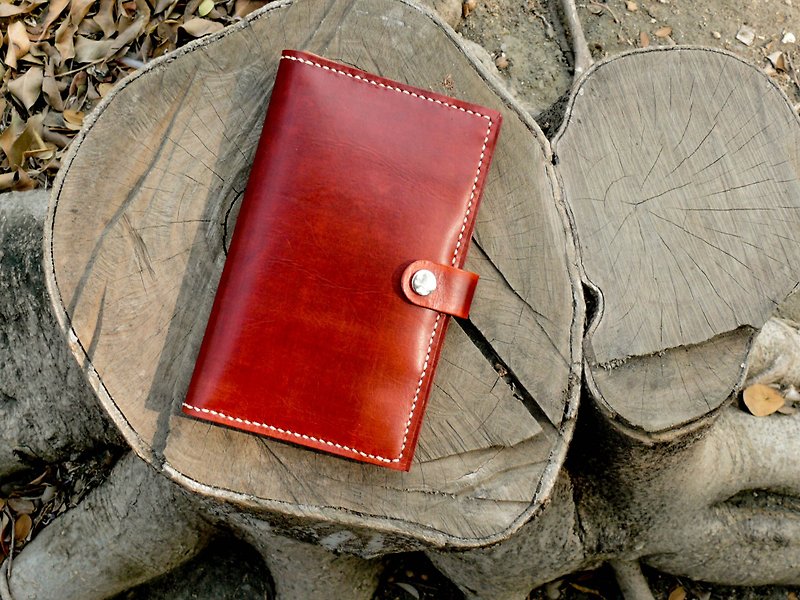 Non-impact bag vegetable tanned leather full leather passport holder - ที่เก็บพาสปอร์ต - หนังแท้ สีแดง
