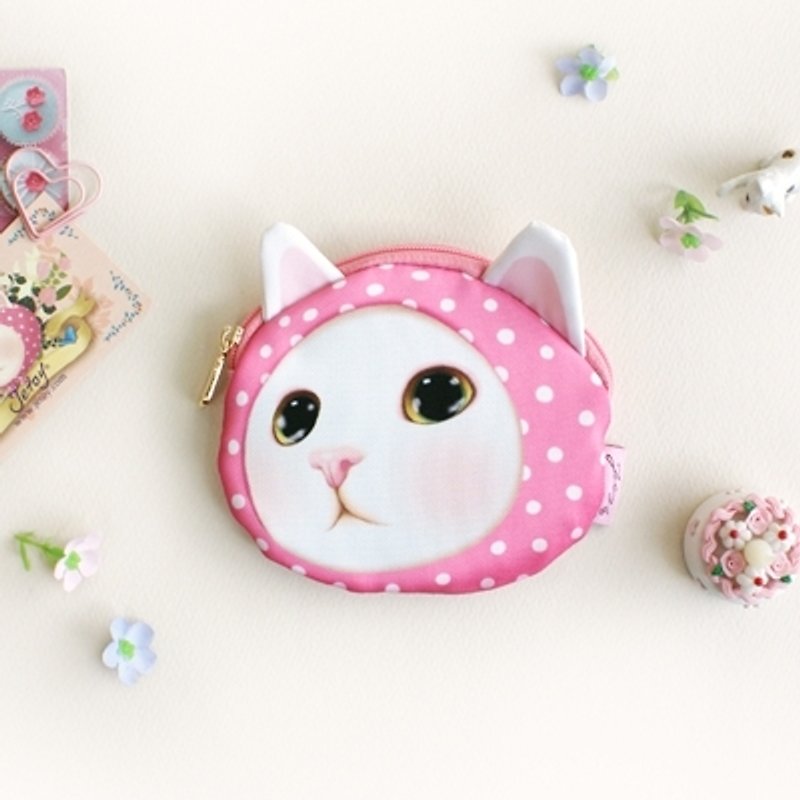 JETOY、チューチュー甘い猫の人形財布_Pinkフード（J1406201） - 小銭入れ - 防水素材 ピンク