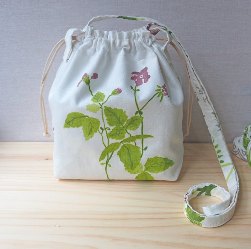 Howslife Sunrior Spring Plant Series - Shoulder/Backpack My Day-Sun Spring Bag - กระเป๋าแมสเซนเจอร์ - ผ้าฝ้าย/ผ้าลินิน ขาว
