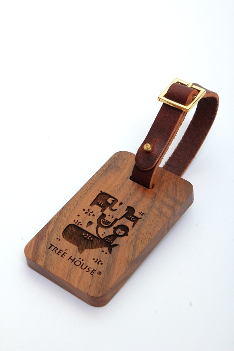 Custom Wooden Luggage Tag (Walnut - Happy Zoo)