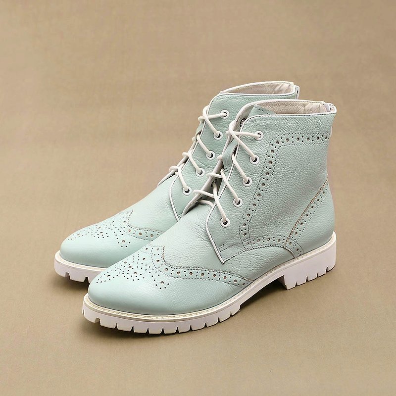 e cho play mix and match carved high boots ec24 blue - รองเท้าลำลองผู้หญิง - หนังแท้ สีน้ำเงิน
