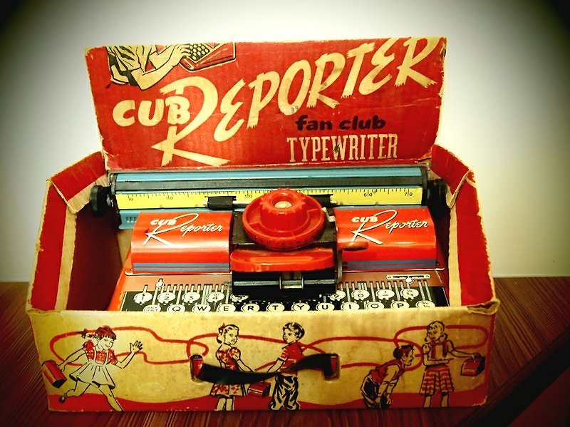 1950 美國紐約/日本製古董鐵皮打字機 vintage toy Cub Reporter Fan Club Typewriter - その他 - その他の素材 レッド