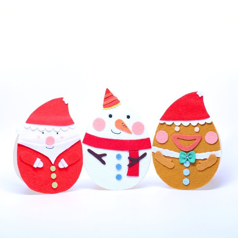 Christmas limited handmade card set Santa snowman gingerbread man - Cards & Postcards - Paper Multicolor