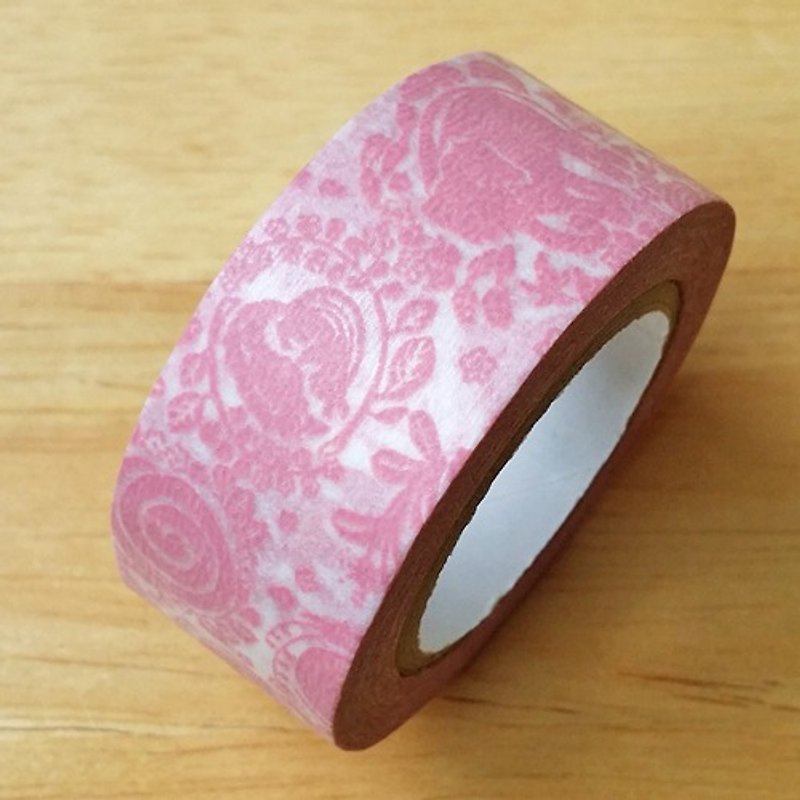 倉敷意匠 x Mihani工房 和紙膠帶【花環-粉 (13101-07)】 - 紙膠帶 - 紙 粉紅色
