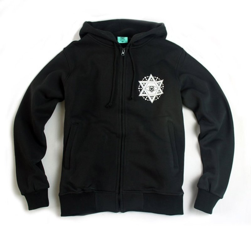 Arturn Hexagram Eye Hoodie 血淚六芒星帽外套 / 黑 - 帽T/大學T - 棉．麻 黑色