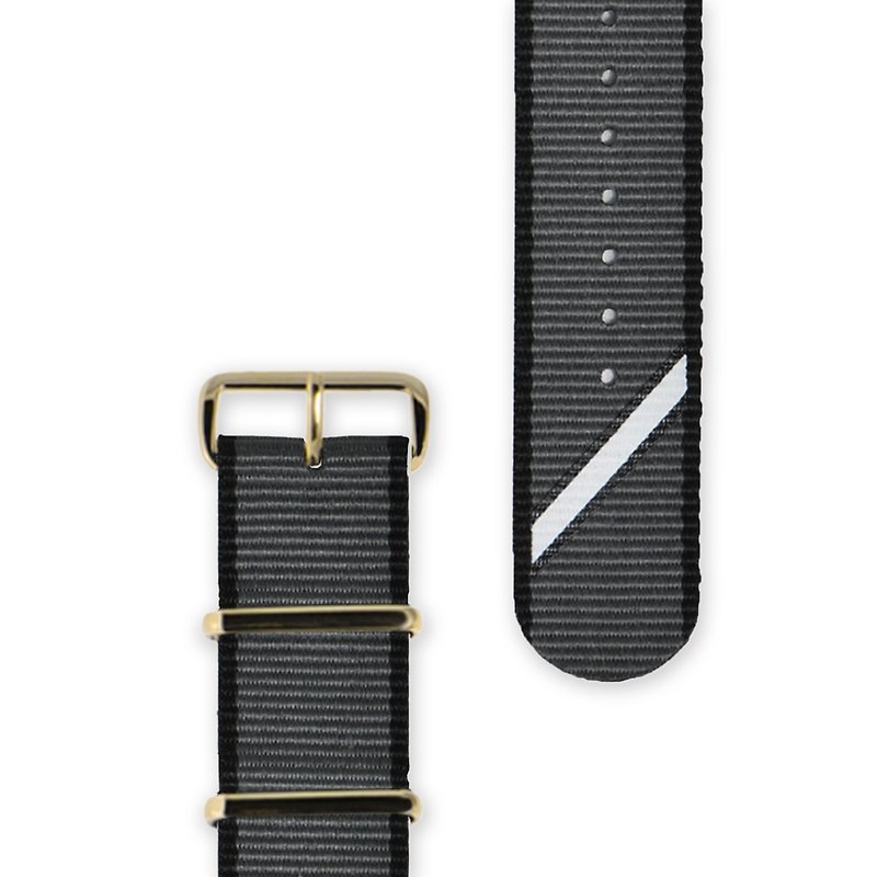 HYPERGRANDミリタリーストラップ -  20mm  - グレーツイル（ゴールドボタン） - 腕時計 - 紙 グレー
