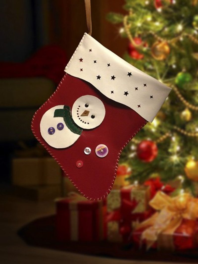 "聖誕節限定"手縫皮革聖誕襪 - 擺飾/家飾品 - 真皮 紅色