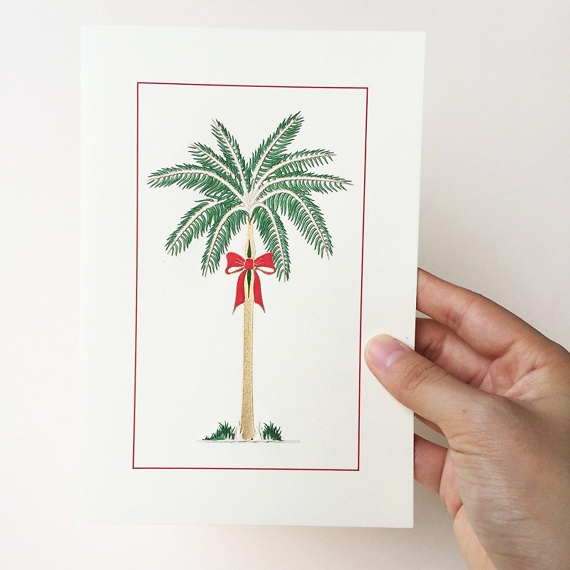 美國純綿燙金印刷卡片-耶誕棕櫚樹 | CRANE - 卡片/明信片 - 紙 綠色