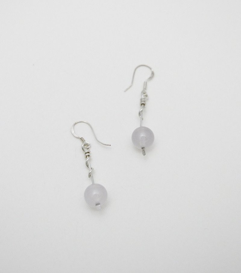 The light series。Silver Earring #11 - Earrings & Clip-ons - Gemstone White