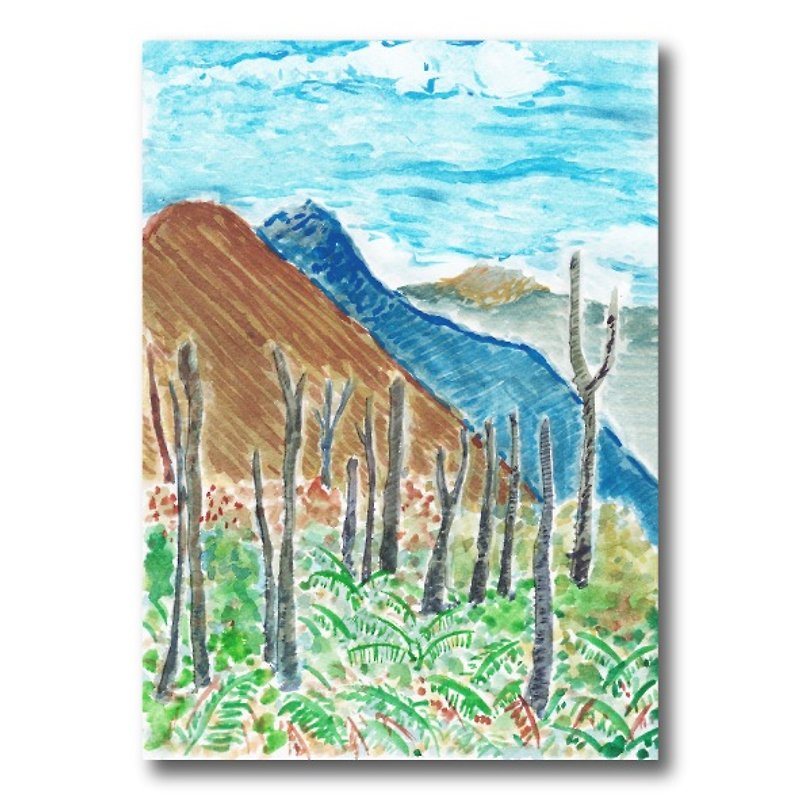 【台湾】シーマウスマウンテン高山競馬場の遺跡 - 手描きのポストカード - カード・はがき - 紙 ブルー