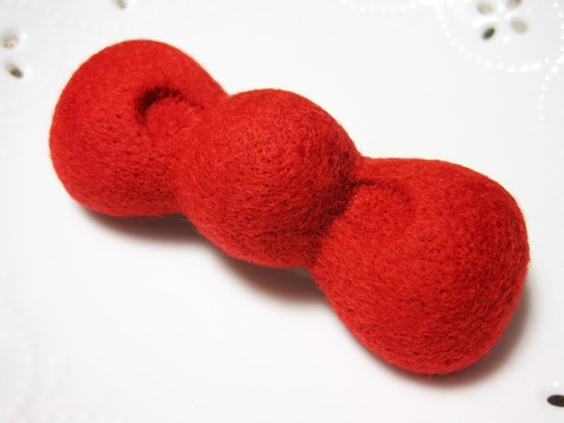 Wool felt tweeted hairpin-red - เครื่องประดับผม - ขนแกะ สีแดง