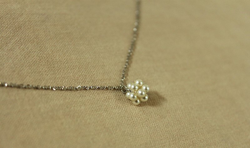 Ohappy blossom necklace - nst10 - สร้อยคอ - โลหะ ขาว