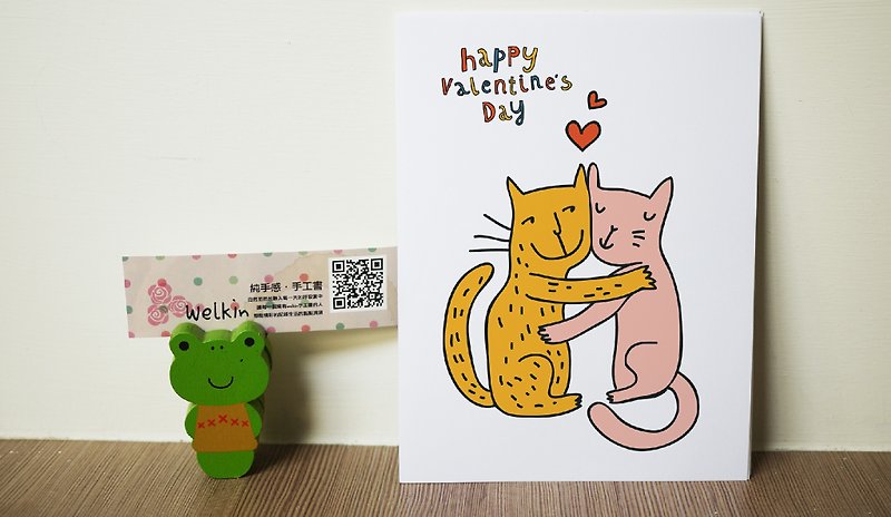 Rococo Strawberry WELKIN Handmade Love_Handmade Postcard-Cat - การ์ด/โปสการ์ด - กระดาษ 
