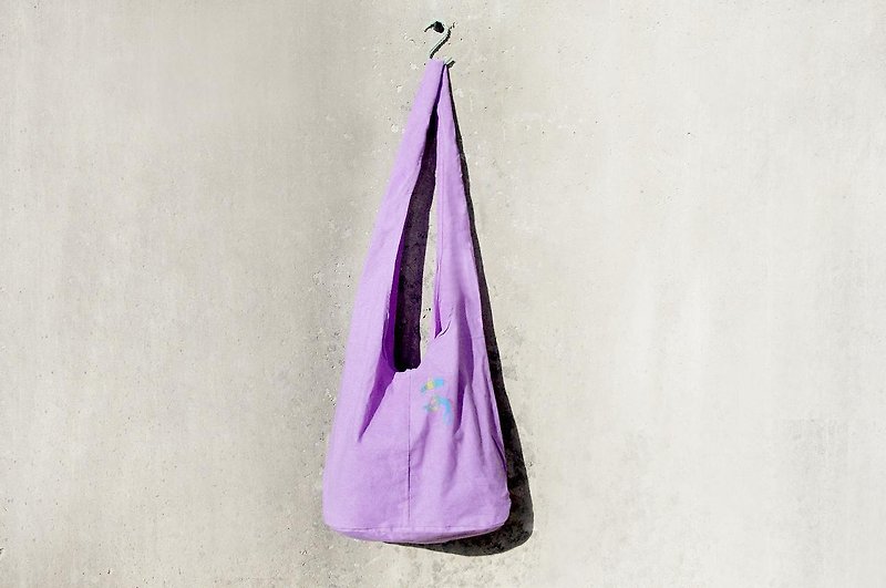 Cotton & Hemp Messenger Bags & Sling Bags Purple - New feel oblique backpack - little monster (Purple Rose)