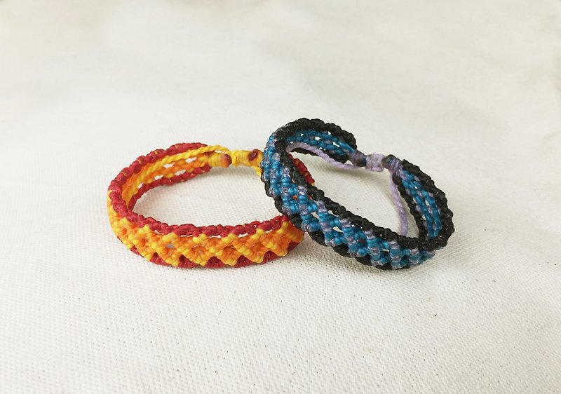【ハートネット】シルク蝋糸編みブレスレット - ブレスレット - その他の素材 多色