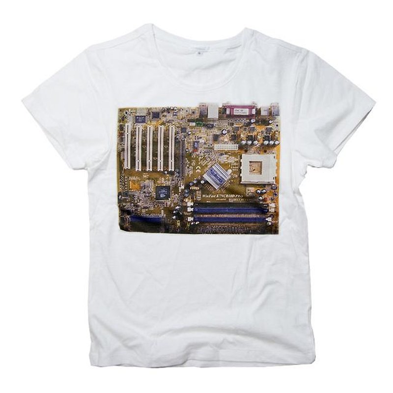 [To the machine nerd like] Tcollector interesting design T-shirts motherboard 2T shirt - เสื้อยืดผู้หญิง - ผ้าฝ้าย/ผ้าลินิน 