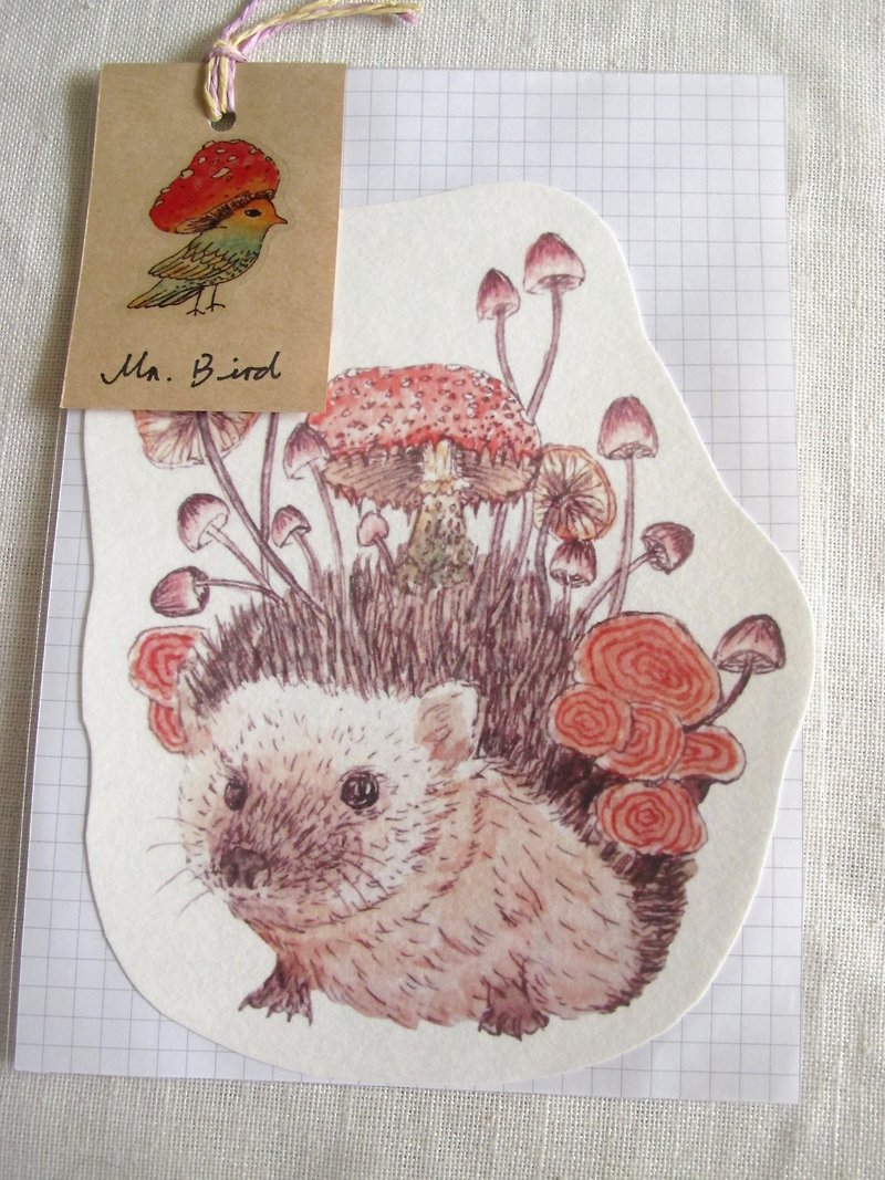 Hedgehog animal shaped postcard - การ์ด/โปสการ์ด - กระดาษ สีแดง