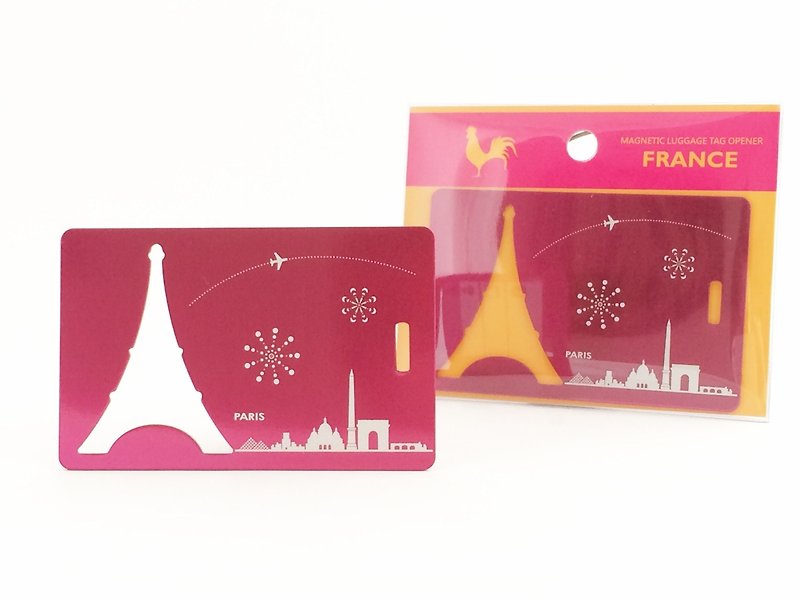 World baggage elevator │ │ pink Paris skyline - Luggage Tags - Other Metals Blue