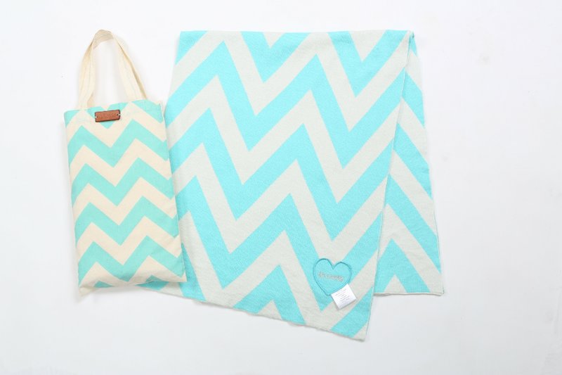 Chevron organic cotton blanket - turquoise - Bedding - Other Materials Blue