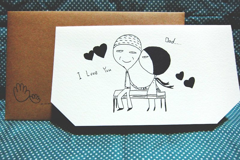 大頭症女孩給父親的卡片(女孩篇) - 心意卡/卡片 - 紙 橘色
