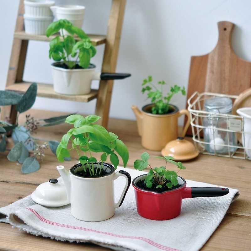 Verde Kitchen－Milk Pan shape planter/milk pot (three types) - Plants - Pottery 