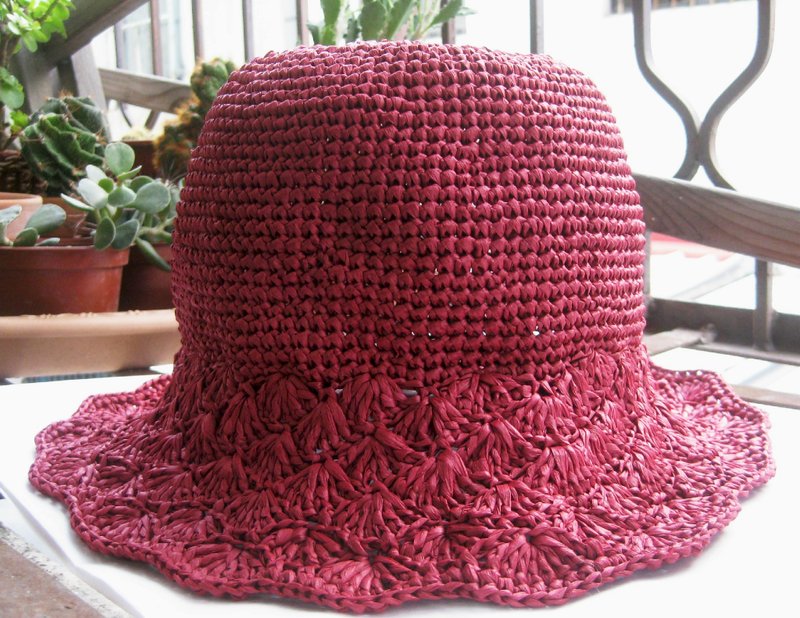 Mama の Hand-made cap - Summer Zhisheng vintage lace cap hat retro red - Hats & Caps - Paper Red