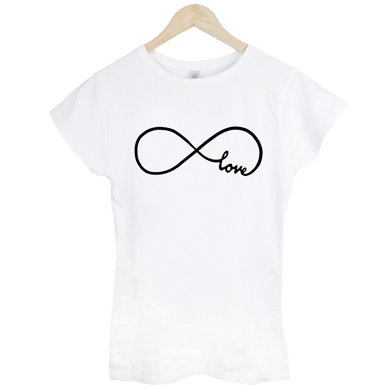 Forever Love-infinity Girls Short Sleeve T-shirt-2 Colors True Love Forever Eternal Love Wenqing Art Design Fashionable Text - เสื้อยืดผู้หญิง - วัสดุอื่นๆ หลากหลายสี
