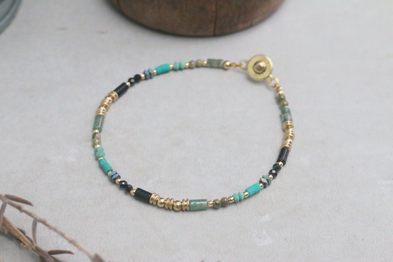 Turkish stone spinel natural stone brass bracelet 0725 - Bracelets - Gemstone Green