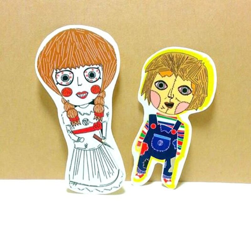 Sticker. Annabel and Qiaji. - สติกเกอร์ - กระดาษ สีดำ