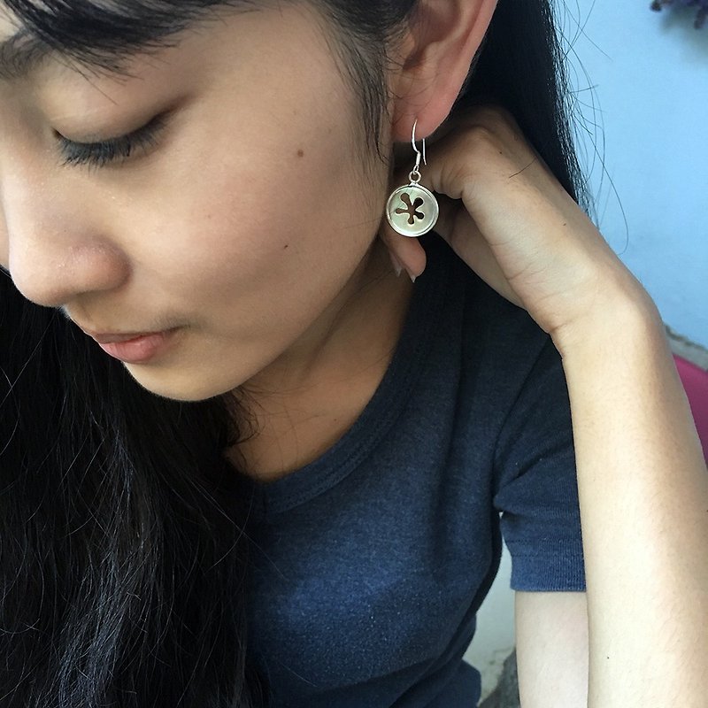 Flower language sterling silver ear hook earrings, handmade poems by HANDICRAFT POEMS, love yourself and be happy! - ต่างหู - เงินแท้ 